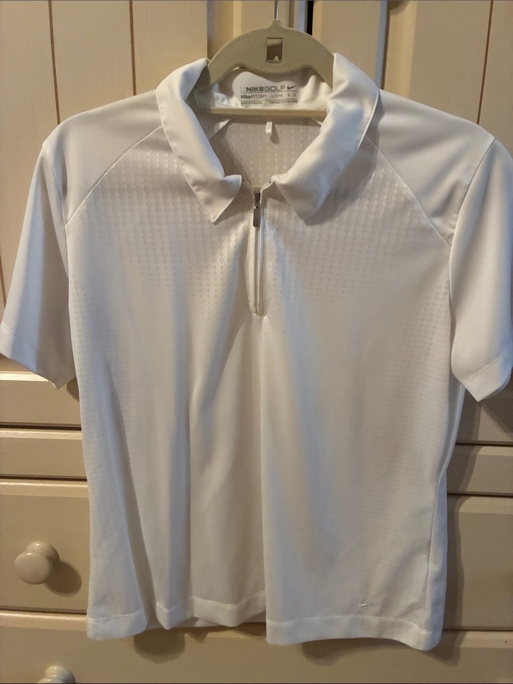 Nike Women’s Short Sleeve White Polo Zip Tee
